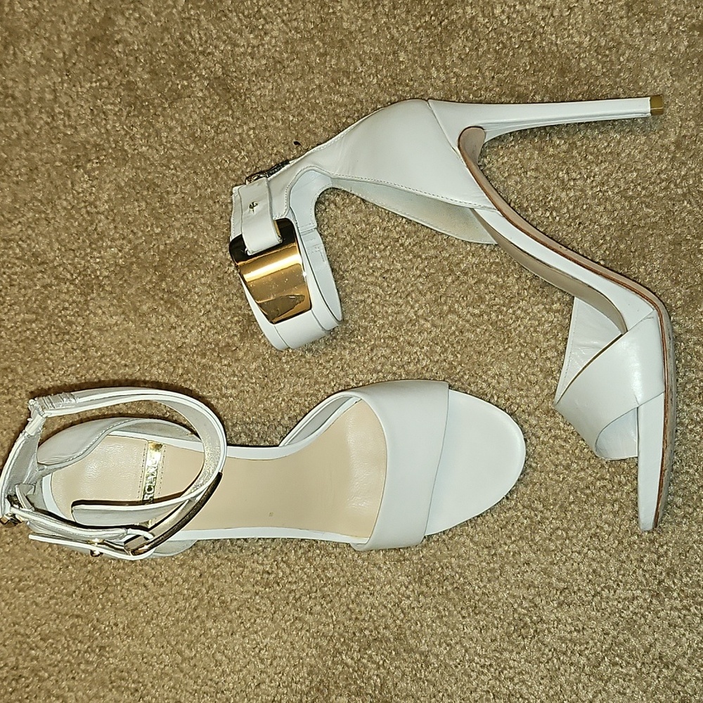 Marciano Elegant White High Heels with Gold Accents - Picture 5 of 12